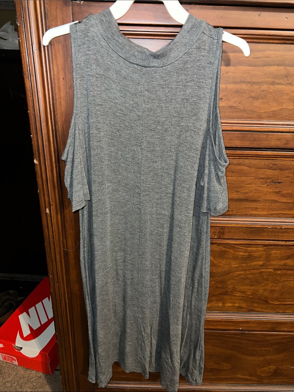 Acemi Gray Cold-Shoulder Knit Dress